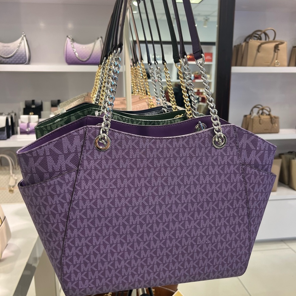 Michael Kors Dark Purple Shoulder Chain Tote - Picture 3 of 6
